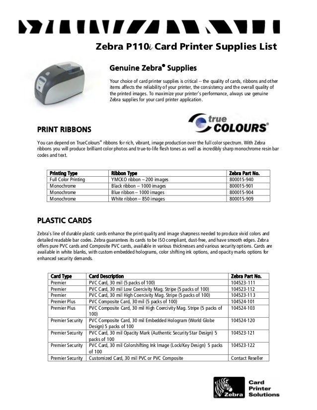 GENUINE Zebra 800014-901 Monochrome Card Ribbon iSeries printers P630i and P640i