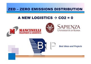 ZED – ZERO EMISSIONS DISTRIBUTION
A NEW LOGISTICS CO2 = 0
 