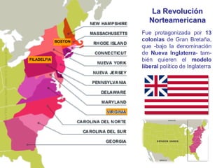La Revolución
Norteamericana
Fue protagonizada por 13
colonias de Gran Bretaña,
que -bajo la denominación
de Nueva Inglaterra- tam-
bién quieren el modelo
liberal político de Inglaterra
BOSTON
FILADELFIA
Historia4ºESO.JoaquínGarcíaAndrés.I.E.S.ComunerosdeCastilla
 