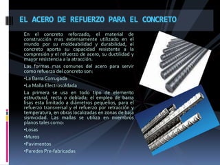 Acero de refuerzo para el concreto | PPTX