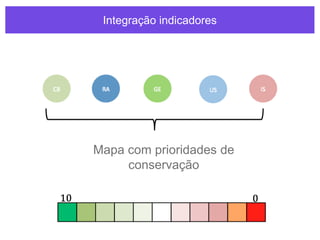 Integração indicadores
Mapa com prioridades de
conservação
 