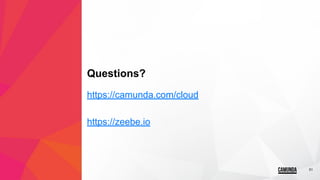 51
Questions?
https://camunda.com/cloud
https://zeebe.io
 
