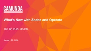 What’s New with Zeebe and Operate
The Q1 2020 Update
January 22, 2020
 