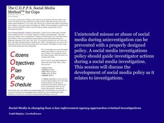 Use of Social Media in Proactive Investigations     Detective Chris Duque, Honolulu Police (retired) 