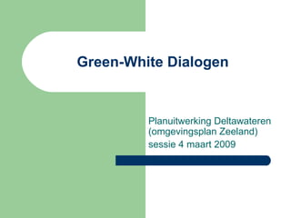 Green-White Dialogen Planuitwerking Deltawateren (omgevingsplan Zeeland) sessie 4 maart 2009 