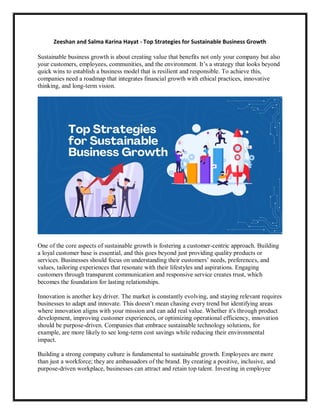 Zeeshan and Salma Karina Hayat - Top Strategies for Sustainable ...