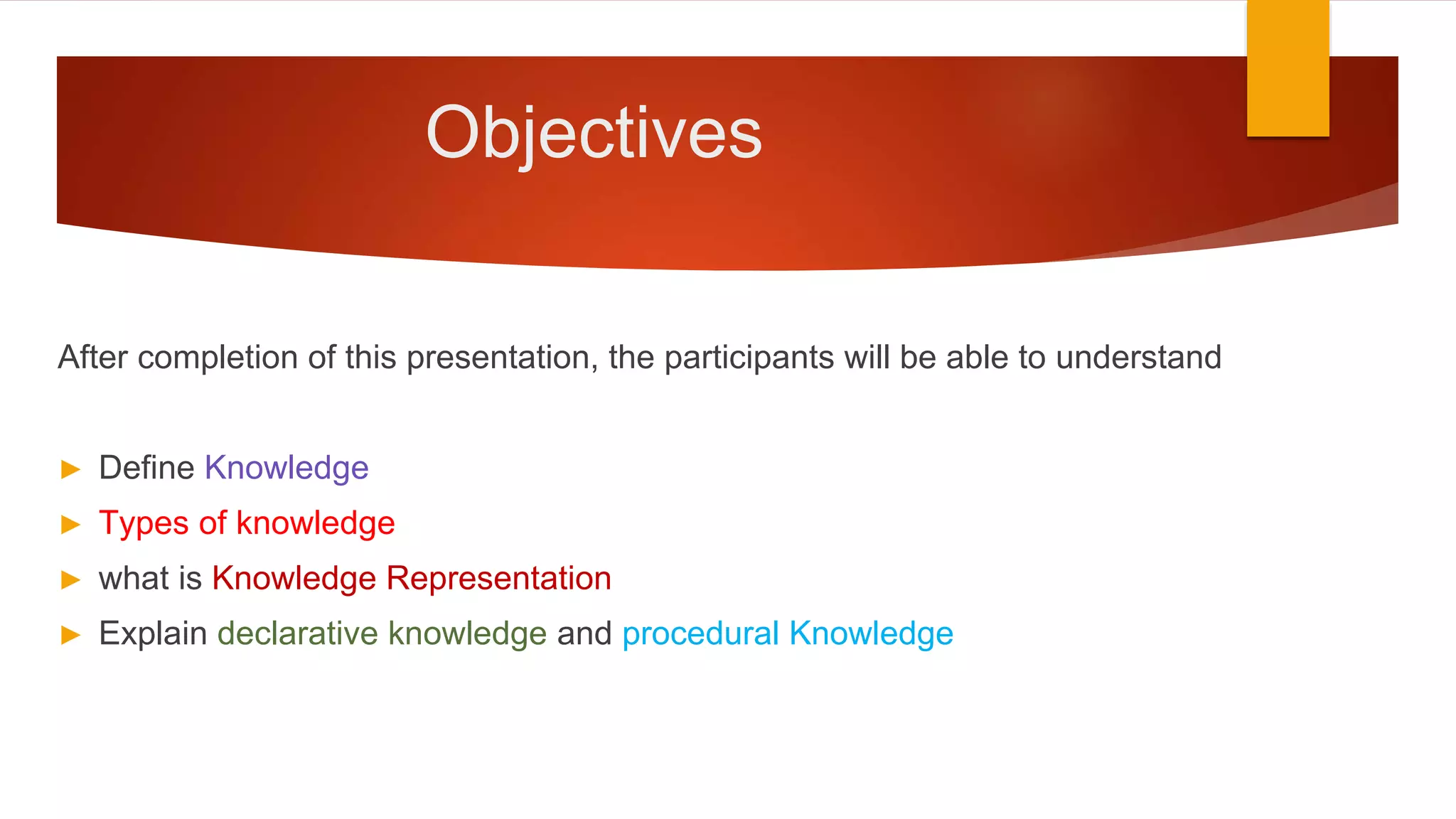 REPRESENTATION OF DECLARATIVE KNOWLEDGE PPTX