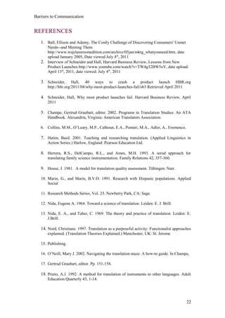 Term Report: Barriers to Communication and it effects on New Product ...