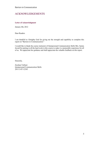 Communication Barrier Letter Example Term Report: Barriers to Communication and it effects on New Product ...