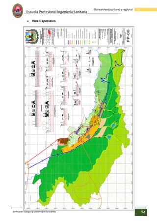Escuela Profesional Ingenieria Sanitaria
94
Planeamiento urbano y regional
Zonificación Ecológica y Económica de Yarabamba
94
 Vías Especiales
 