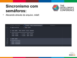 Globalcode – Open4education
Sincronismo com
semáforos:
• Alocando através do arquivo .mdef:
 