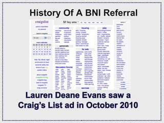 History Of A BNI Referral
 