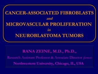 CANCER-ASSOCIATED FIBROBLASTS and MICROVASCULAR PROLIFERATION  in   NEUROBLASTOMA TUMORS RANA ZEINE, M.D., Ph.D., Research Assistant Professor & Associate Director  (former) Northwestern University, Chicago, IL, USA  