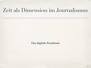 Zeit als Dimension im Journalismus
Das digitale Paradoxon
11
 