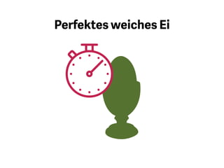 Jetzt möchte ich noch die Analogie
eines »perfekten« weichen Eis
bemühen. Man freut sich auf ein
Frühstück mit einem weichen Ei
(selbstgemacht oder im Restaurant)
und wenn es nicht gelungen ist,
ergibt sich daraus folgendes
Szenario …
 