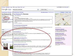 Wat wordt er reeds over u geschreven?Controleer eens hoe en wat er over u en uw bedrijf geschreven wordt:- Laat Google automatisch naar zaken zoeken en deze naar u e-mailen: http://www.google.com/alerts Op twitter http://search.twitter.com/27Van aanwezig naar zichtbaar