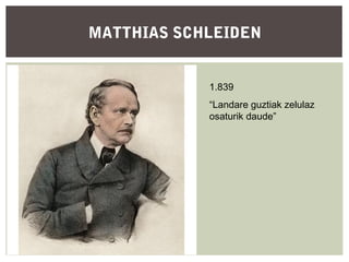 MATTHIAS SCHLEIDEN
1.839
“Landare guztiak zelulaz
osaturik daude”

 
