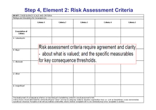 Step 4, Element 2: Risk Assessment Criteria
 