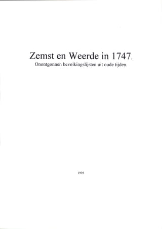 Volkstelling Zemst en Weerde 1747