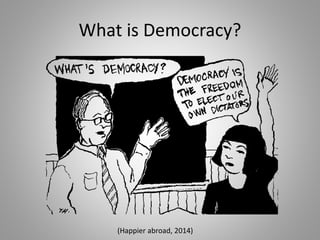 What is Democracy?
(Happier abroad, 2014)
 