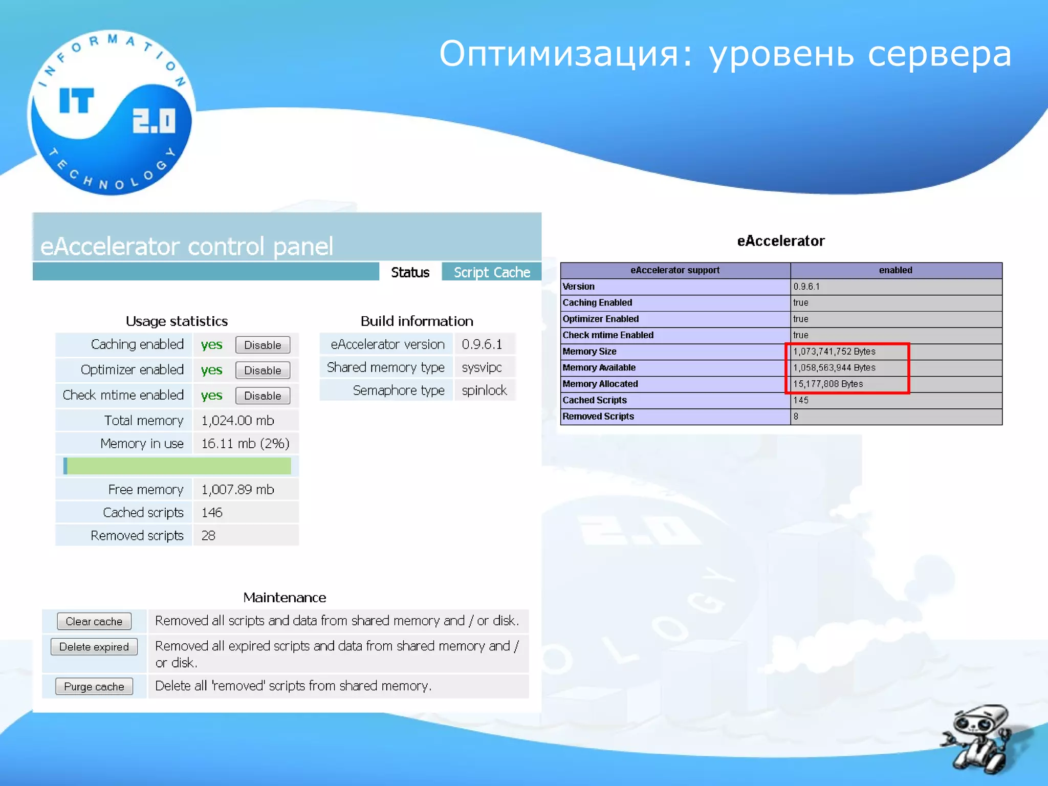 Оптимизация: уровень сервера
 