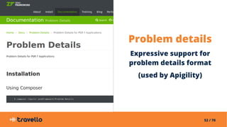52 / 70
Problem details
Expressive support for
problem details format
(used by Apigility)
 