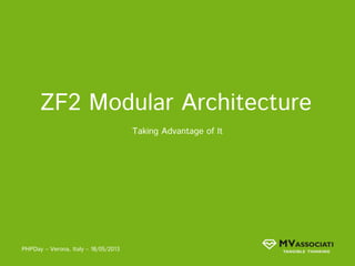 ZF2 Modular Architecture
Taking Advantage of It
PHPDay – Verona, Italy – 18/05/2013
 