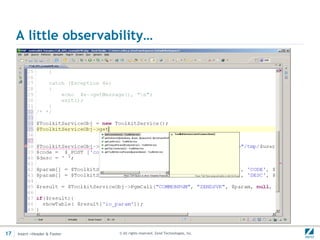 A little observability…




17   Insert->Header & Footer   © All rights reserved. Zend Technologies, Inc.
 