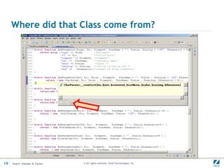 Where did that Class come from?




19   Insert->Header & Footer   © All rights reserved. Zend Technologies, Inc.
 