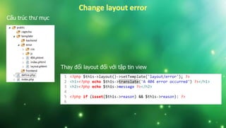 Cấu trúc thư mục
Thay đổi layout đối với tập tin view
 