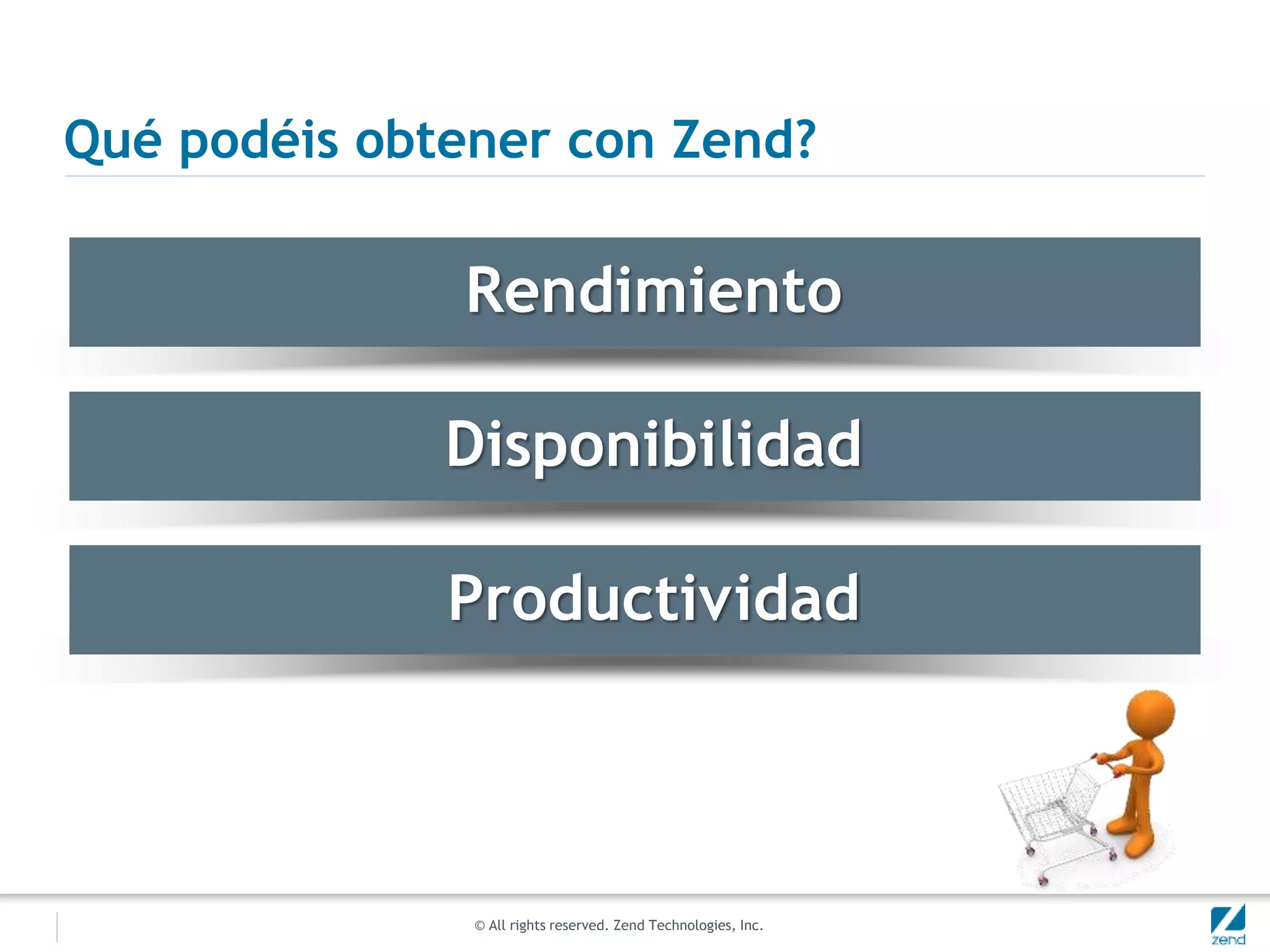 © All rights reserved. Zend Technologies, Inc.
Qué podéis obtener con Zend?
Rendimiento
Disponibilidad
Productividad
 
