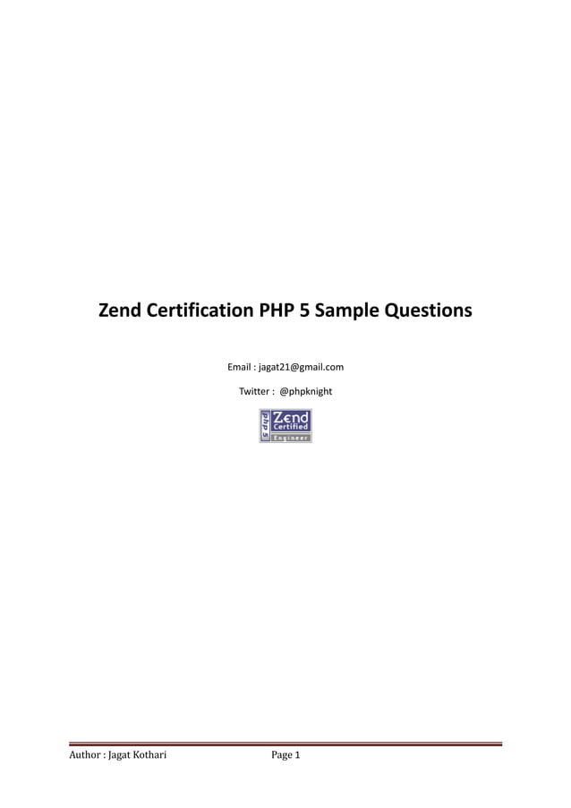 Zend certification php 5 sample questions pdf