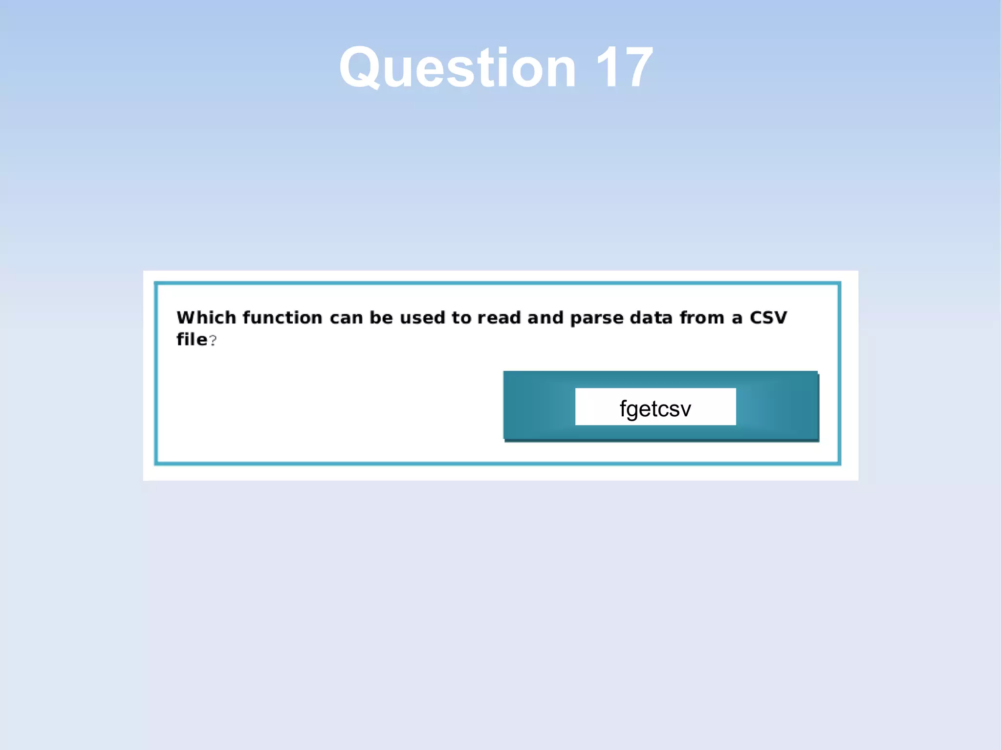 Question 17 fgetcsv