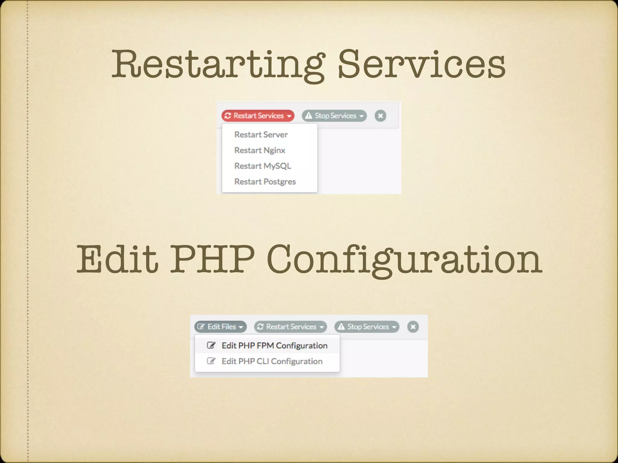 Restarting Services Edit PHP Configuration 