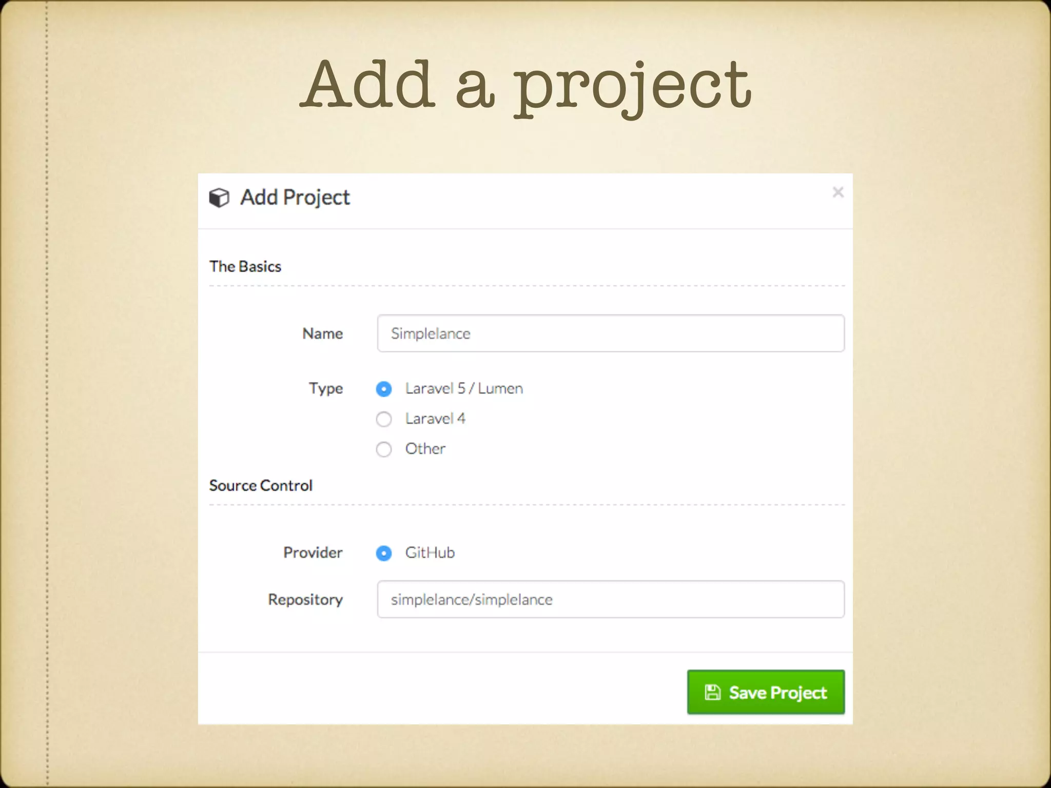 Add a project 