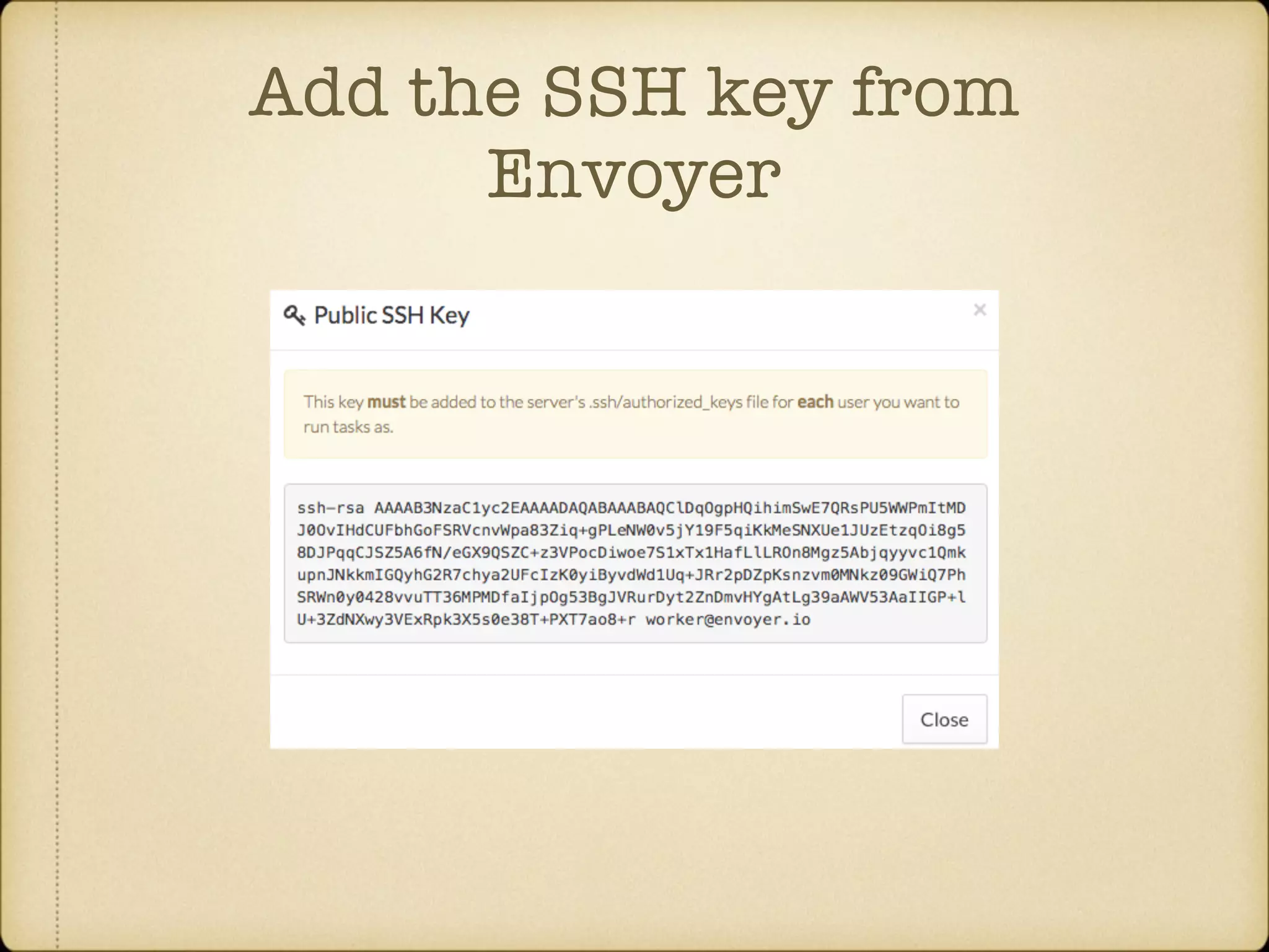 Add the SSH key from Envoyer 