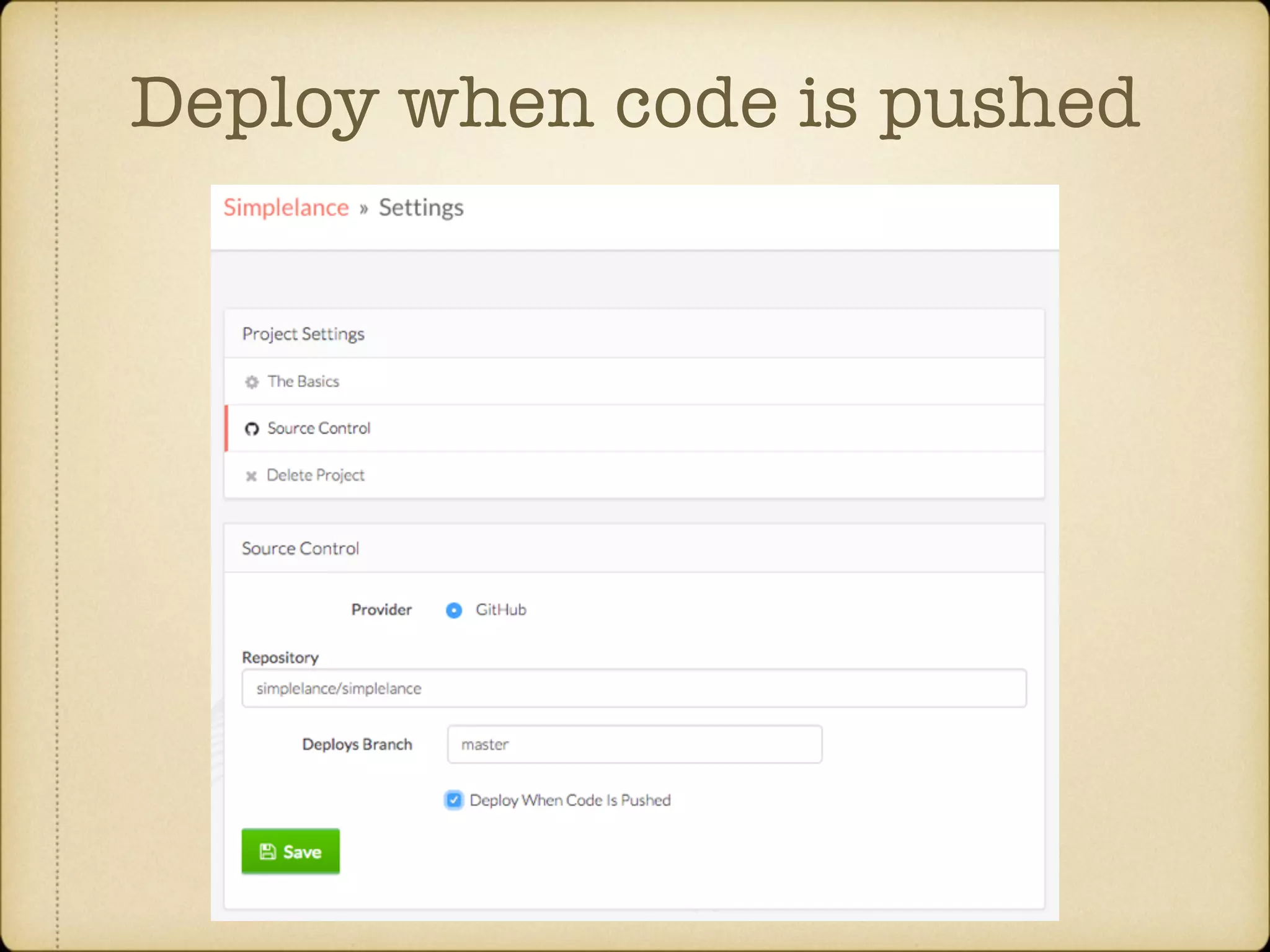 Deploy when code is pushed 