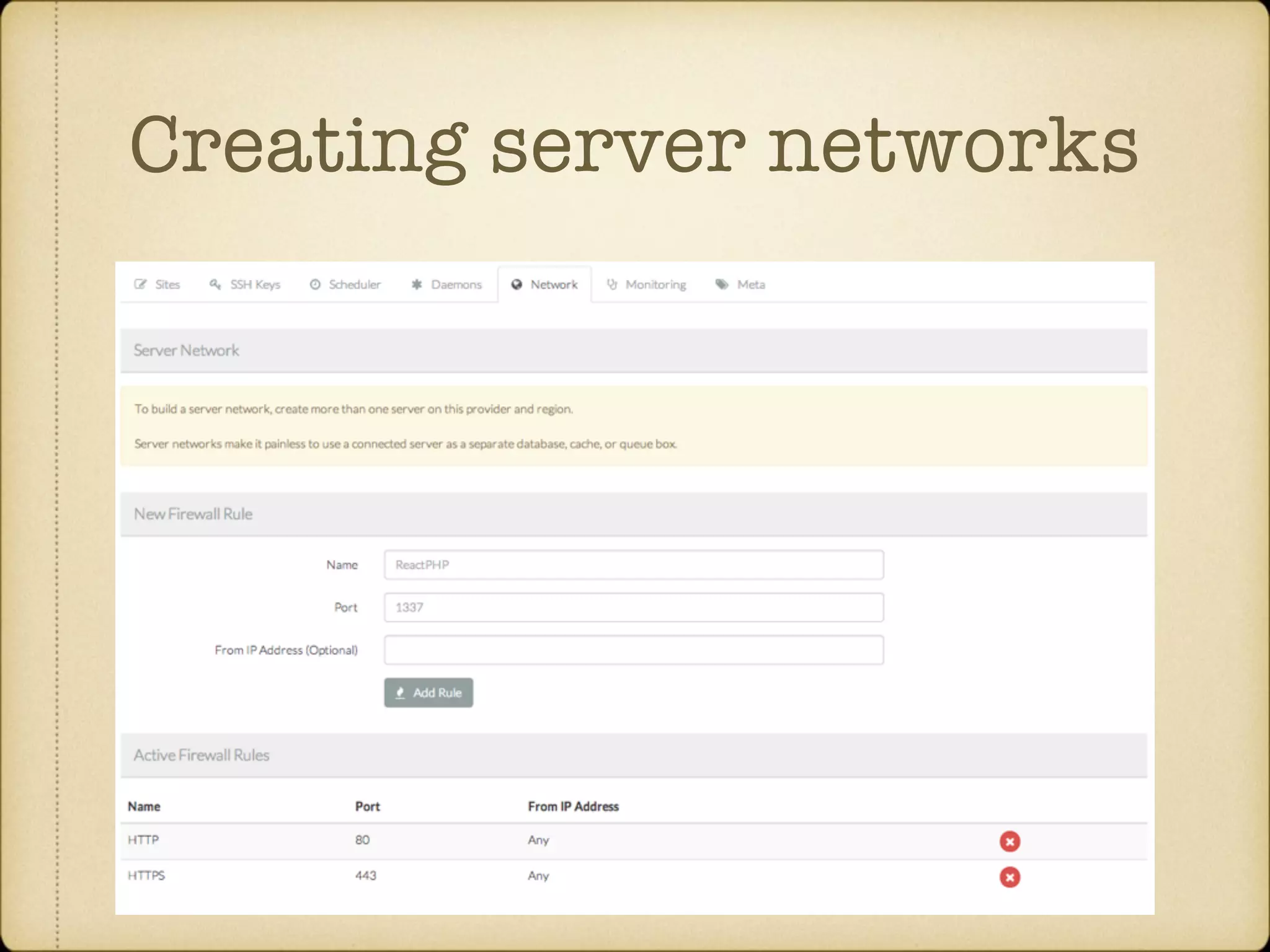 Creating server networks 
