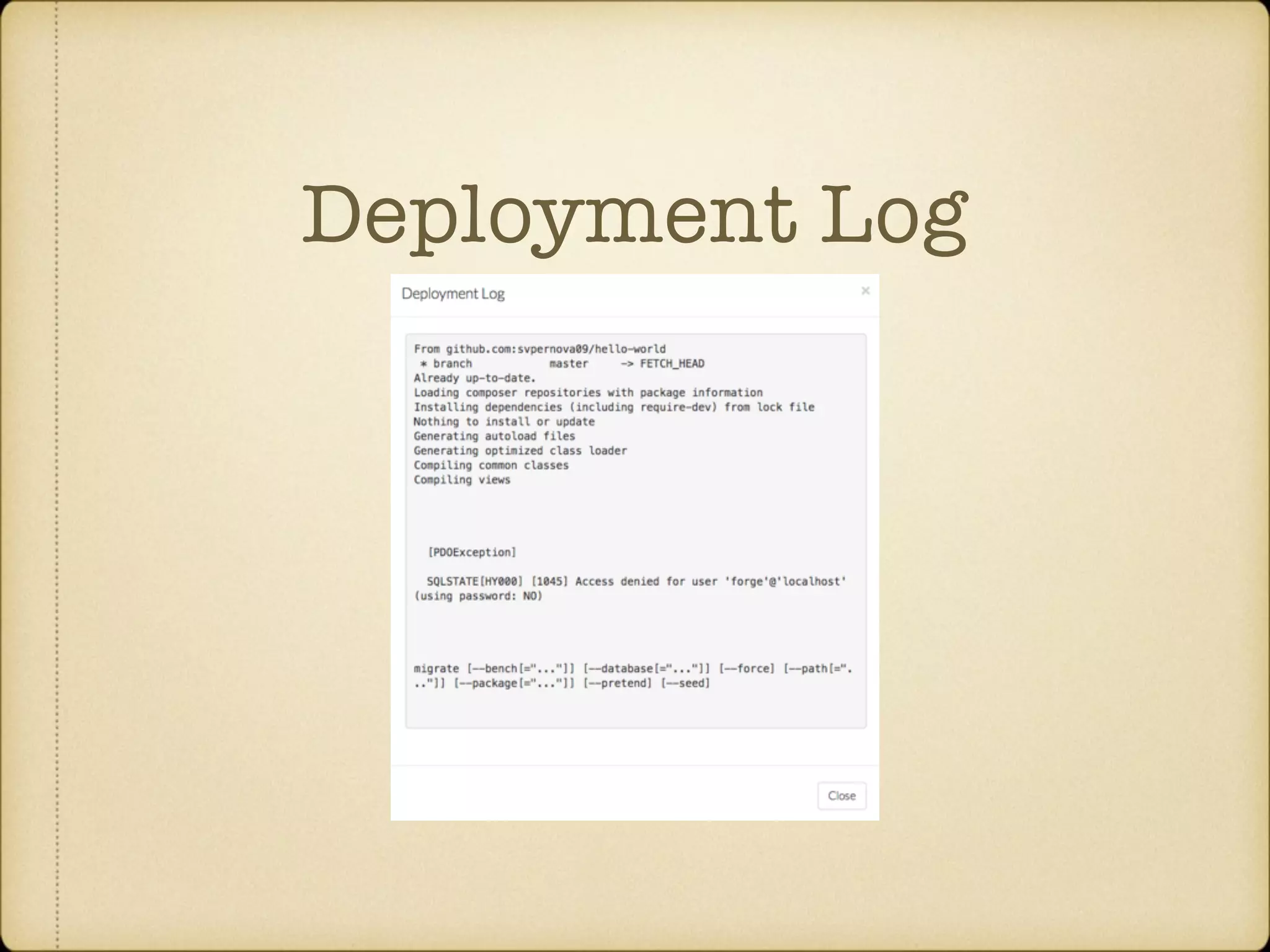 Deployment Log 