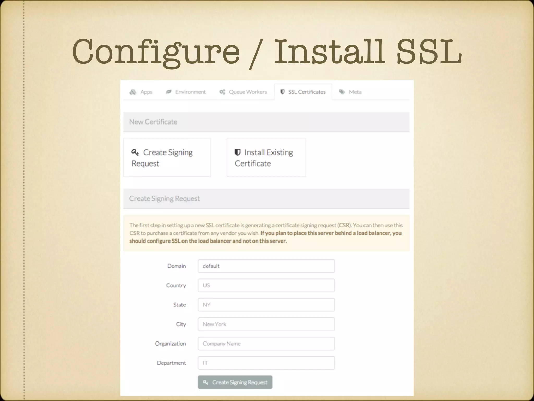 Configure / Install SSL 