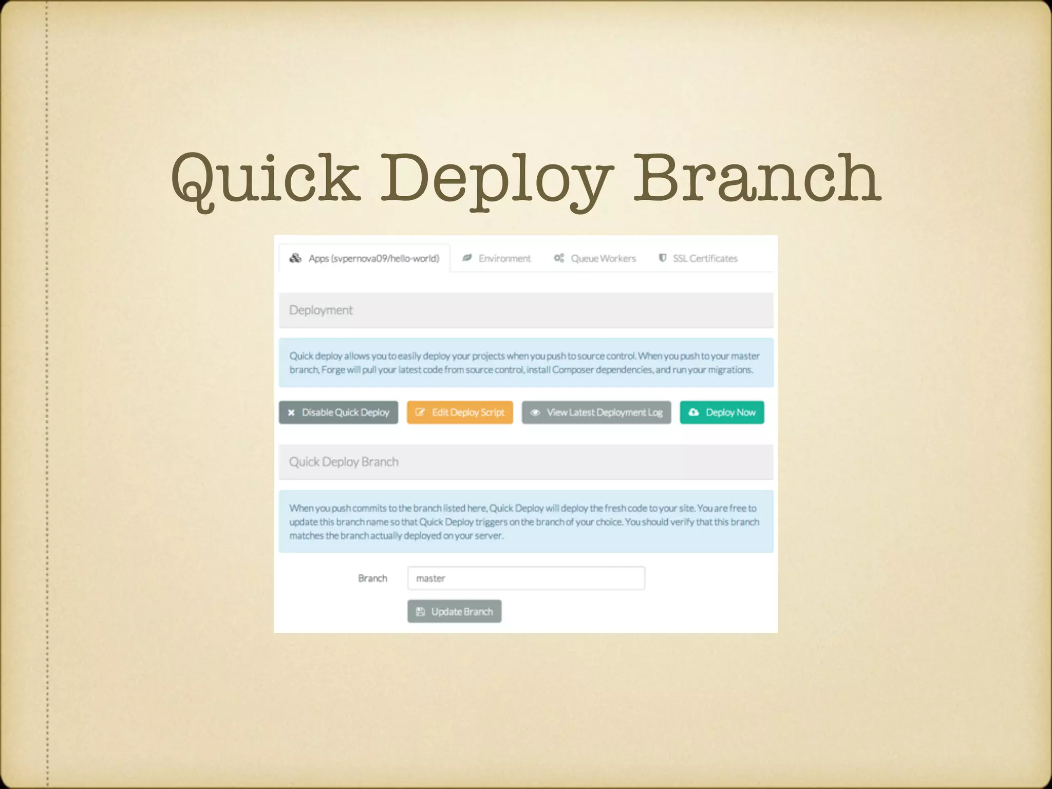 Quick Deploy Branch 