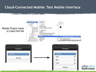 11
Cloud-Connected Mobile: Test Mobile Interface
Mobile Project name
or index.html file
 