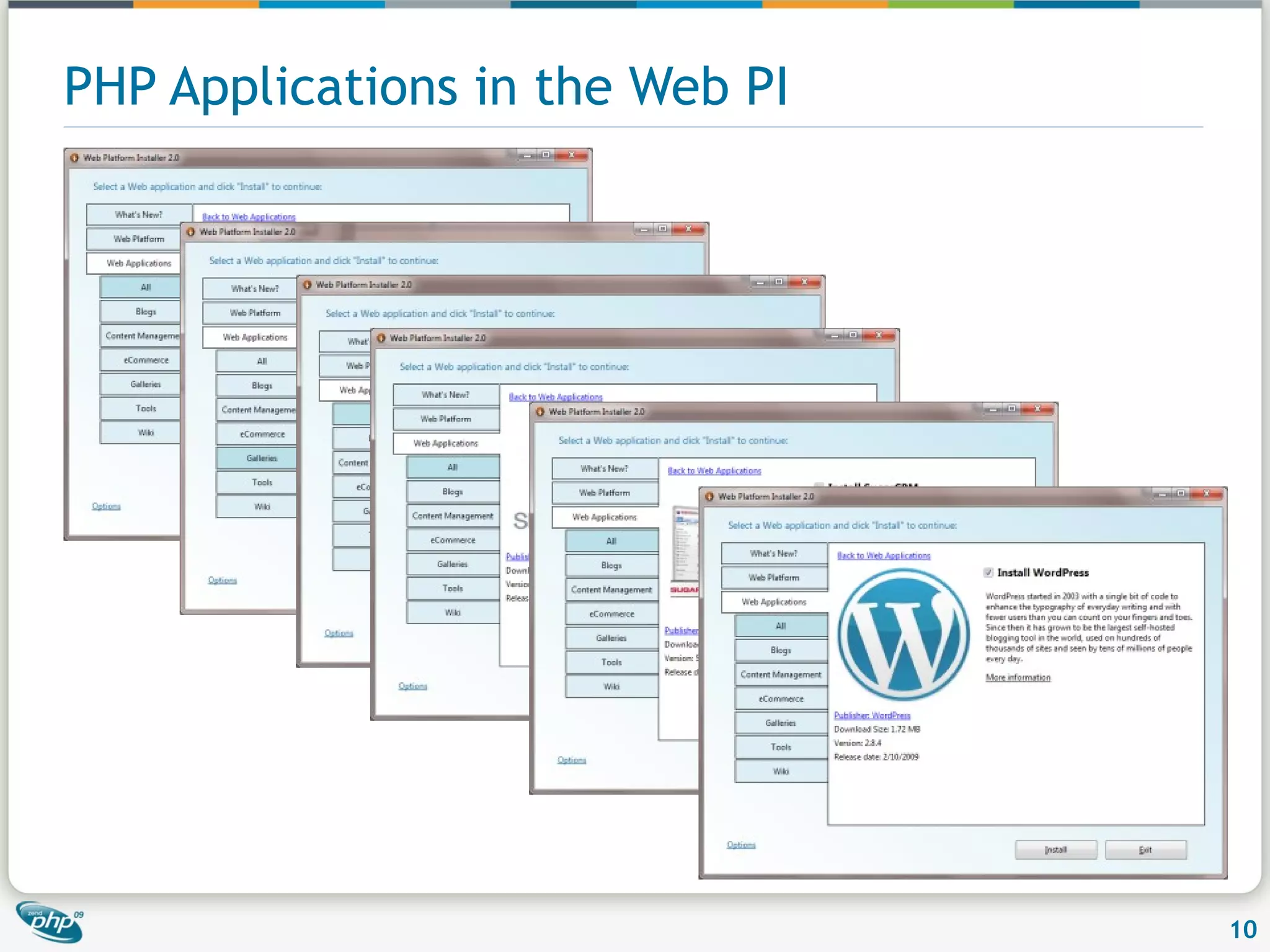PHP Applications in the Web PI 