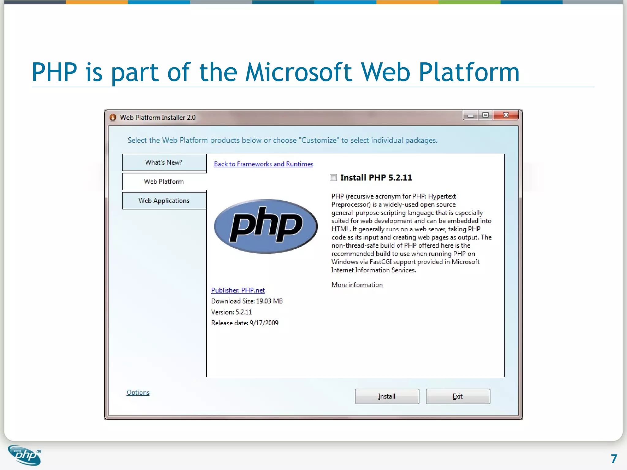 PHP is part of the Microsoft Web Platform 