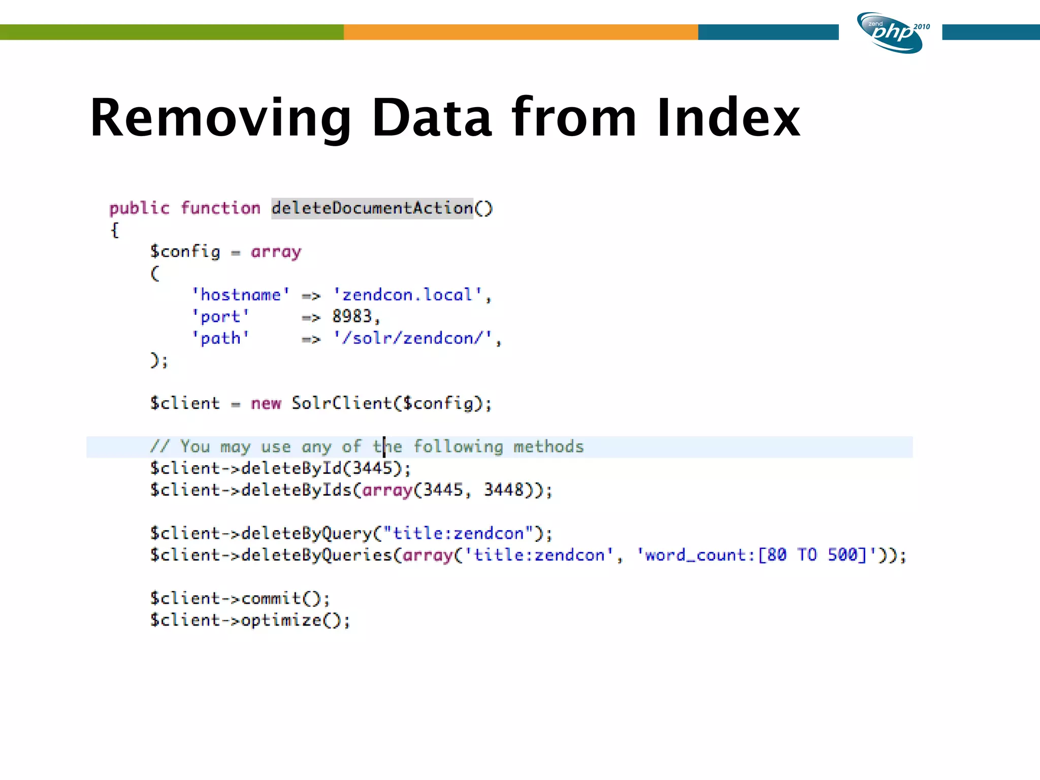 Removing Data from Index 