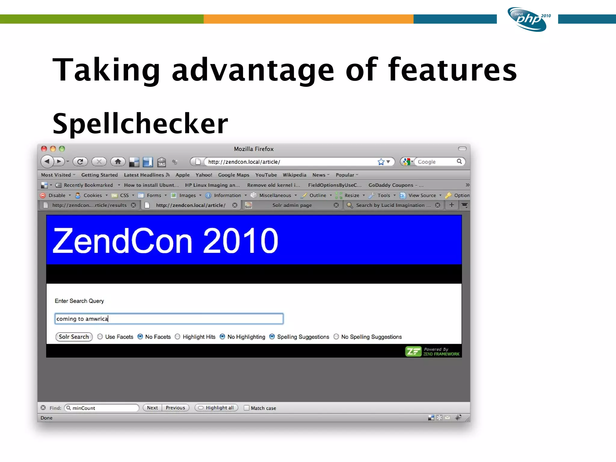 Taking advantage of features Spellchecker 