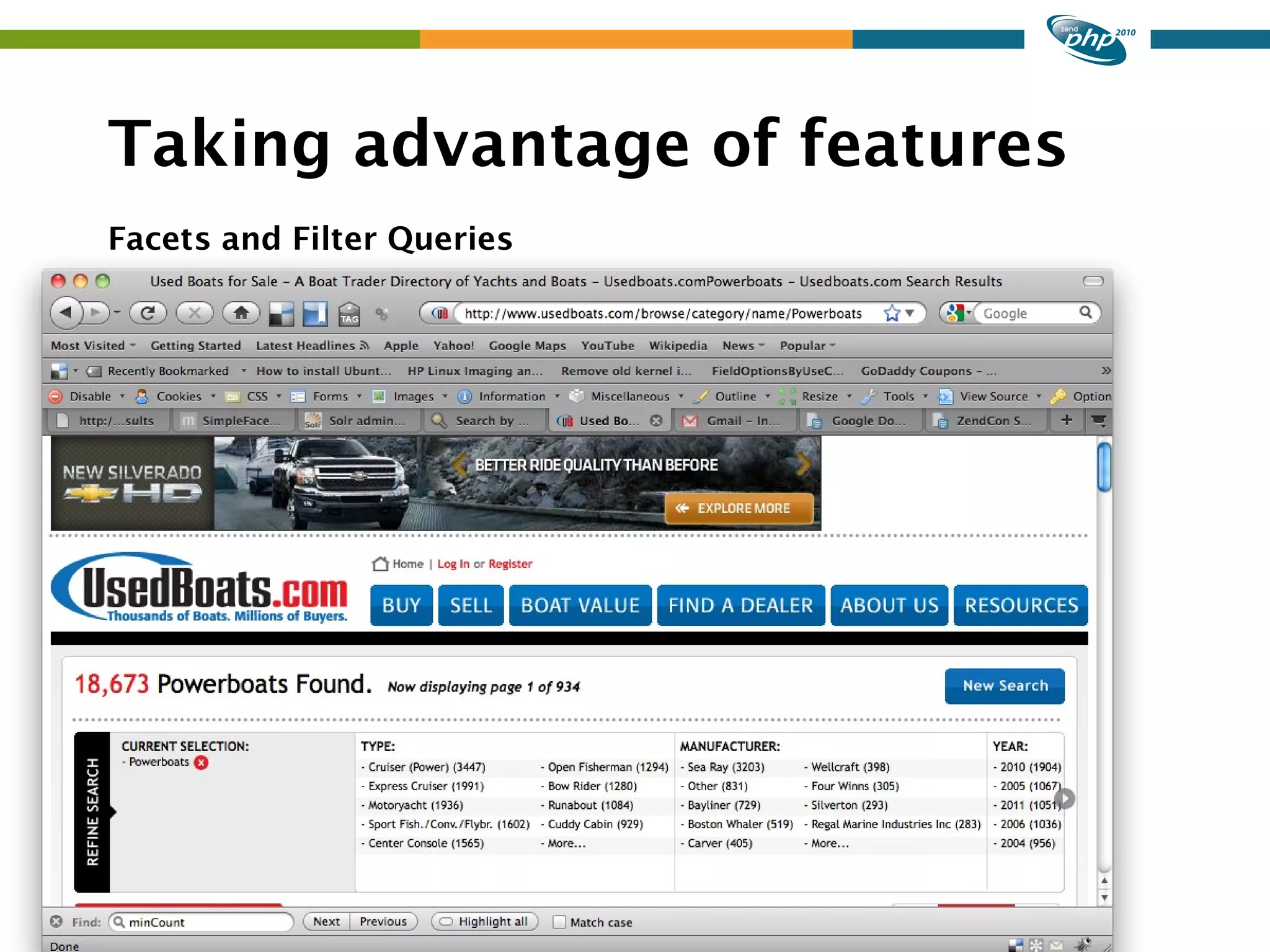 Taking advantage of features Facets and Filter Queries 