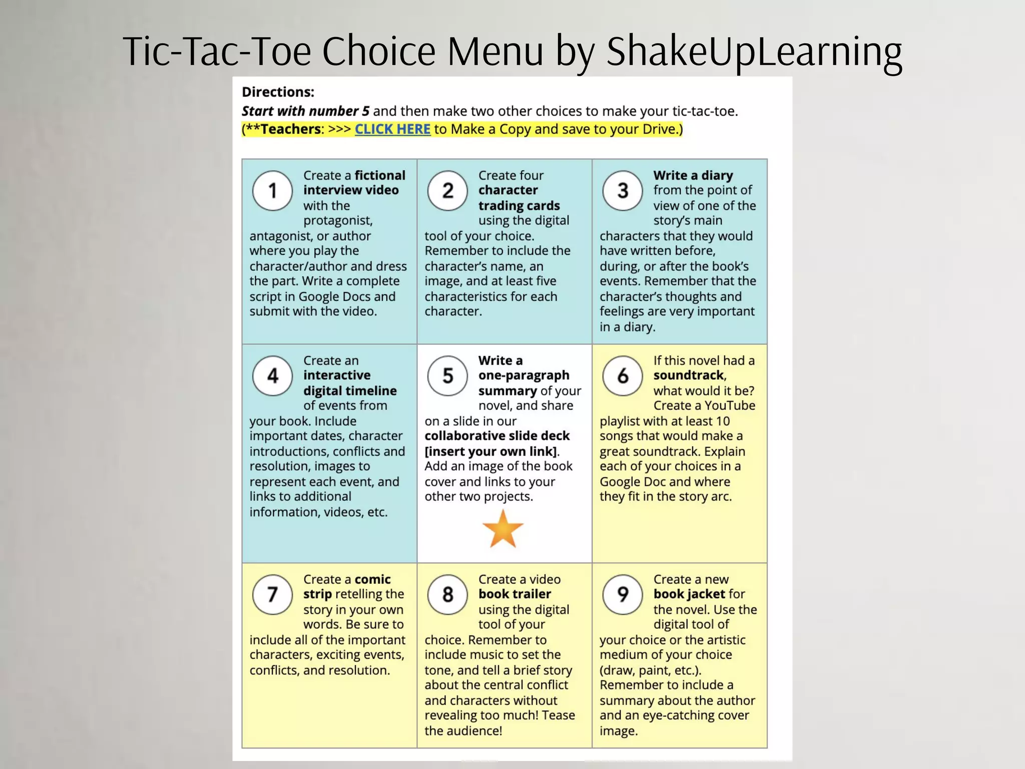 Tic-Tac-Toe Choice Menu by ShakeUpLearning
 