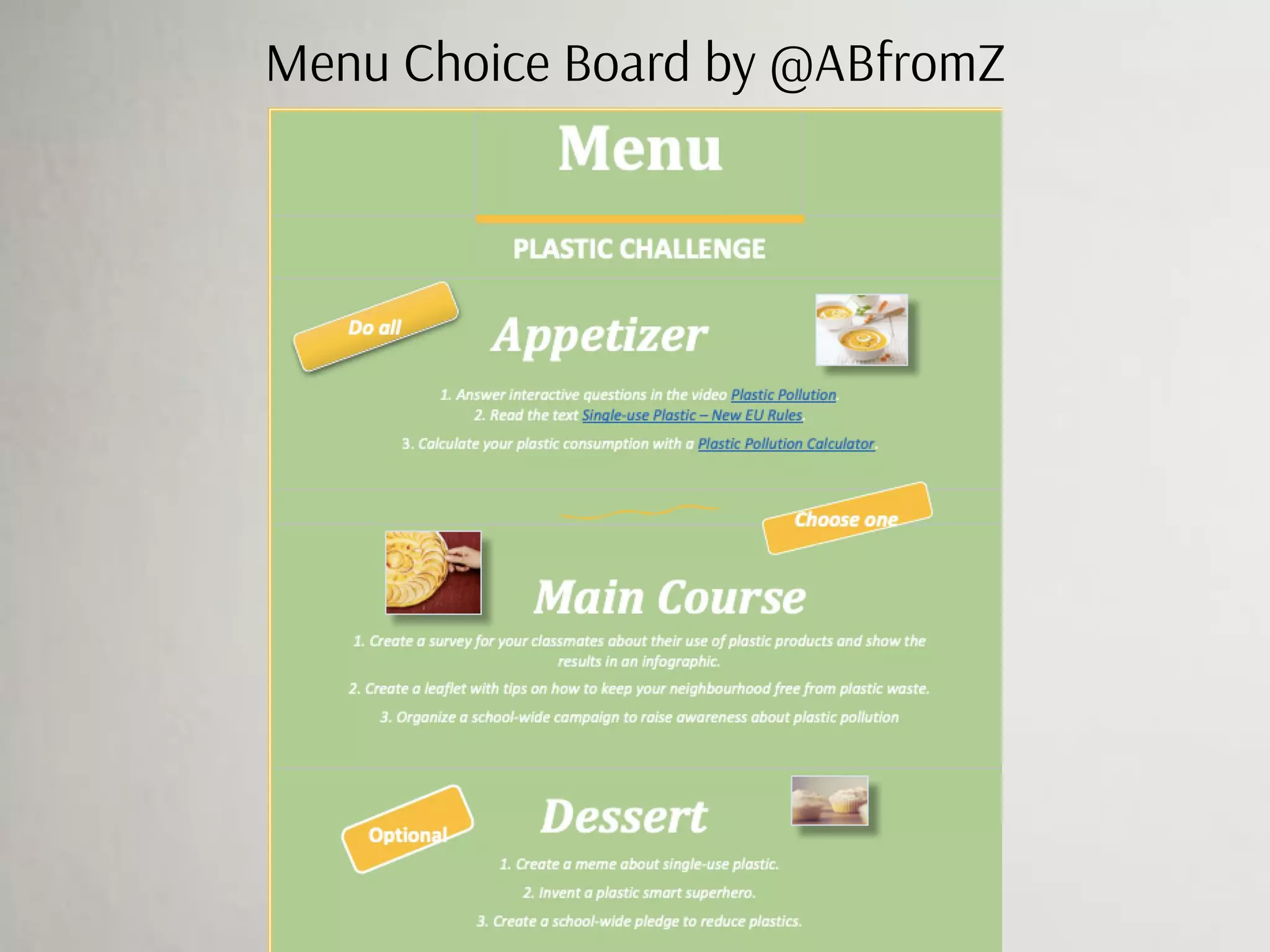 Menu Choice Board by @ABfromZ
 
