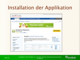 Installation der Applikation




           Copyright © 2011 Zendesk, Inc. All rights reserved. Unauthorized reproduction
Slide 29
                                           prohibited.
 